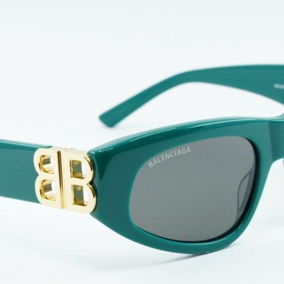 💯 NEW BALENCIAGA DYNASTY BB0095S 005 GREEN GOLD GREY SUNGLASSES - Picture 4 of 12